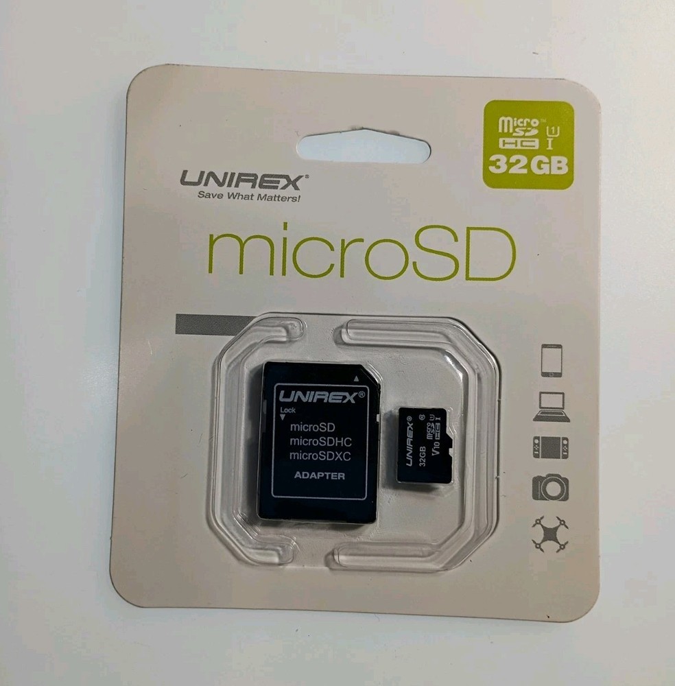 Unirex 32GB Micro SD HD Class 10 Memory Card with Adapter USB Reader
