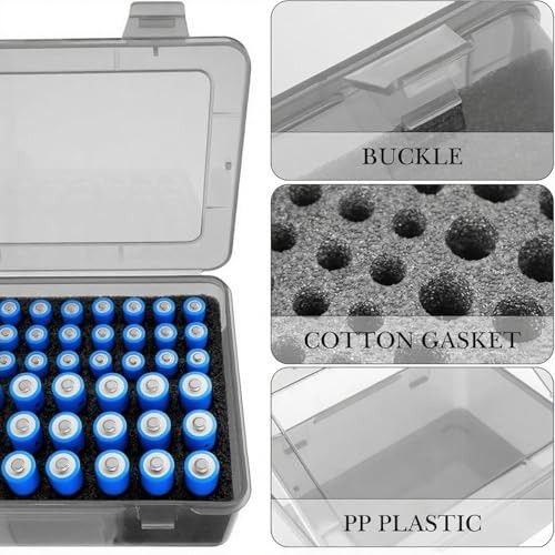 Battery Organizer, Portable Battery Box with Buffer Sponge, Heavy Dark Gray