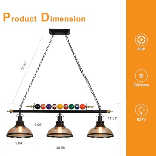 Pool Table Pendant Light Adjustable Billiard Lights Hanging Lighting