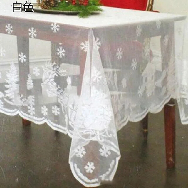 1PC Round/Rectangle Tablecloth White Lace Tablecloth Dining Table Cover