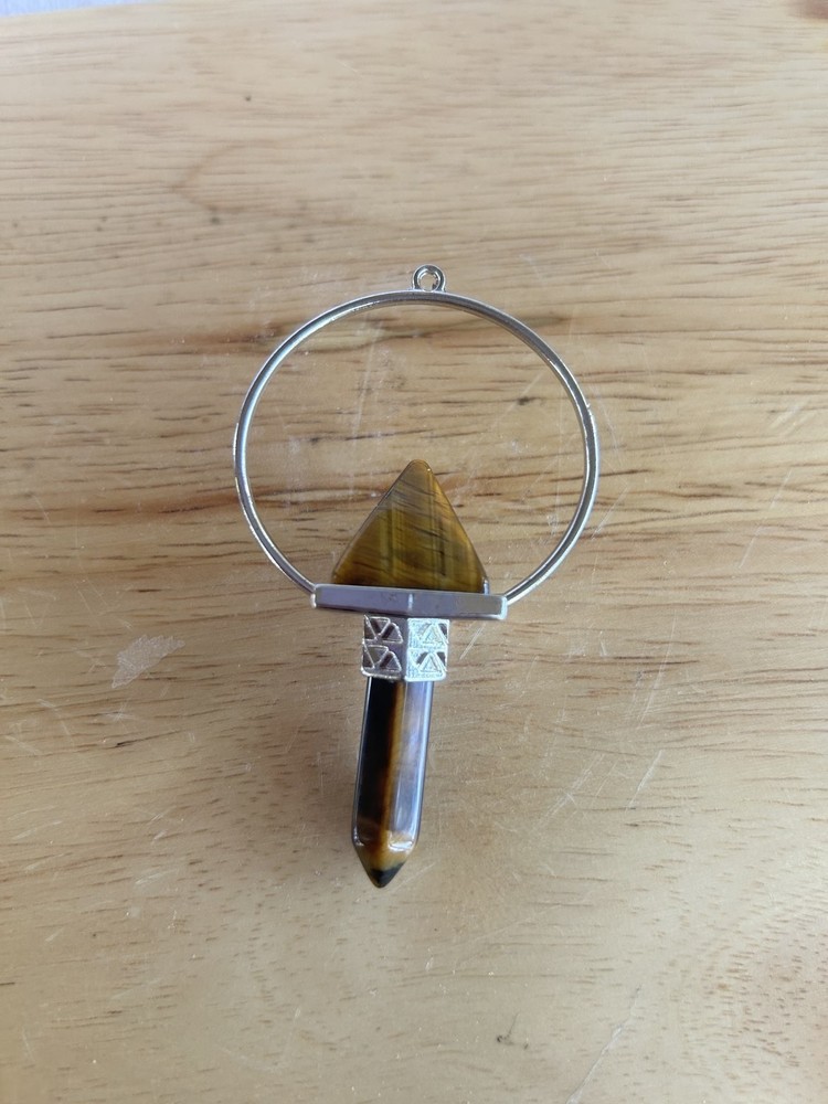 Tiger's Eye Crystal Healing Pendulum with Silver Chain