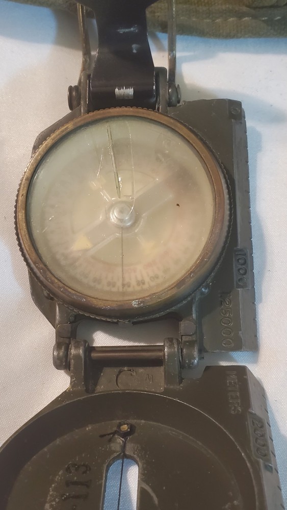 Authentic 1966 US Army Compass With Original Green Canvas Pouch