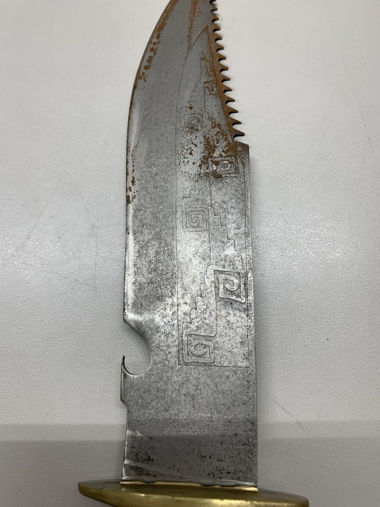 Vintage Mexico Brass Eagle Head Wood Handle Fixed Blade Knife