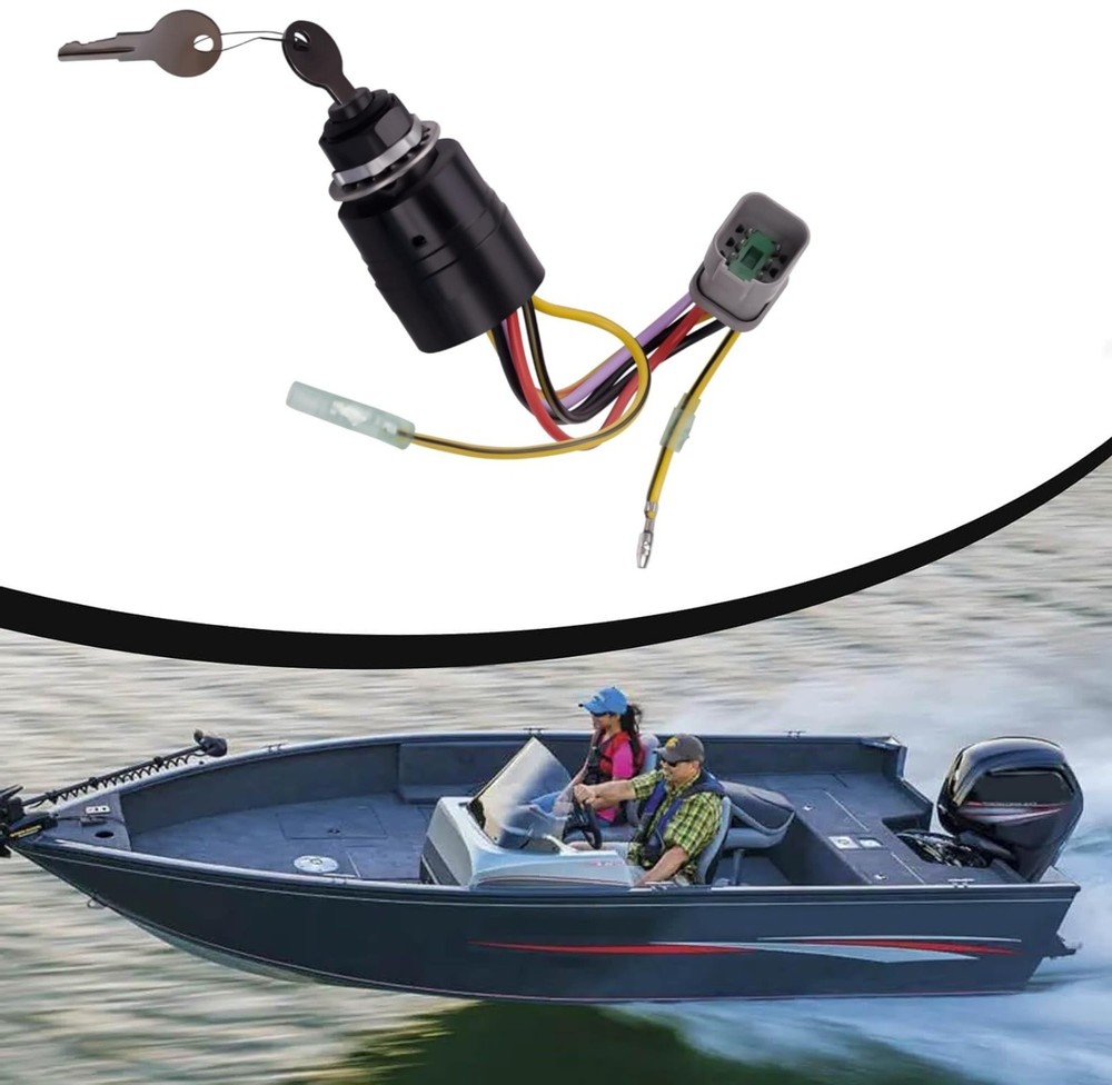 For Tracker Boat 129572 Ignition Switch Plug 2 Keys 3 Position 6 Wire Connector