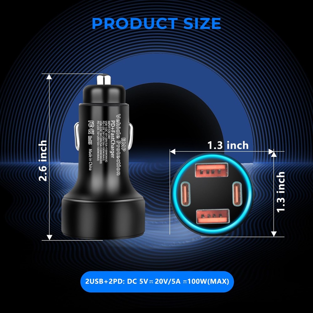 EMP Vehicle Protection, Protector Comes with Interfaces, 2 USB and 2 PD