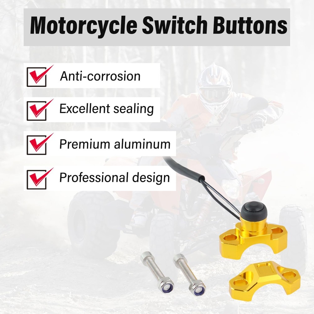 TXRXIZ Universal Motorcycle Engine Stop Start Kill Switch Gold(Black Button)