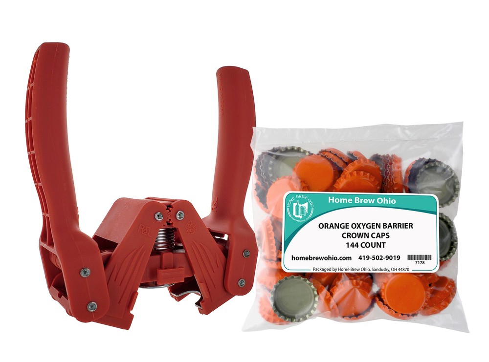 Black Beauty Bottle Capper With Orange Oxygen Barrier Crown Caps-144