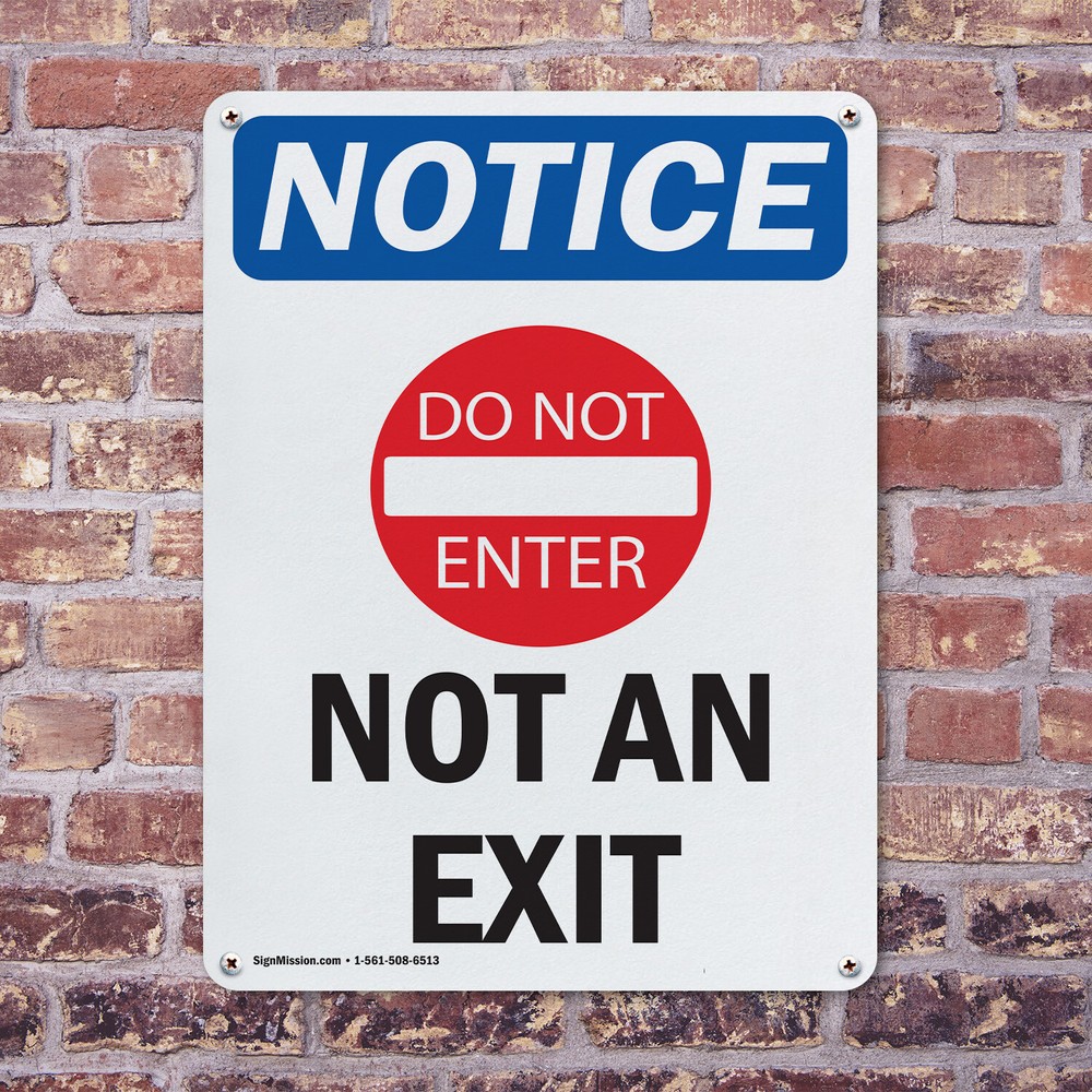 (2 Pack) Not An Exit OSHA Notice Sign Decal Metal Plastic