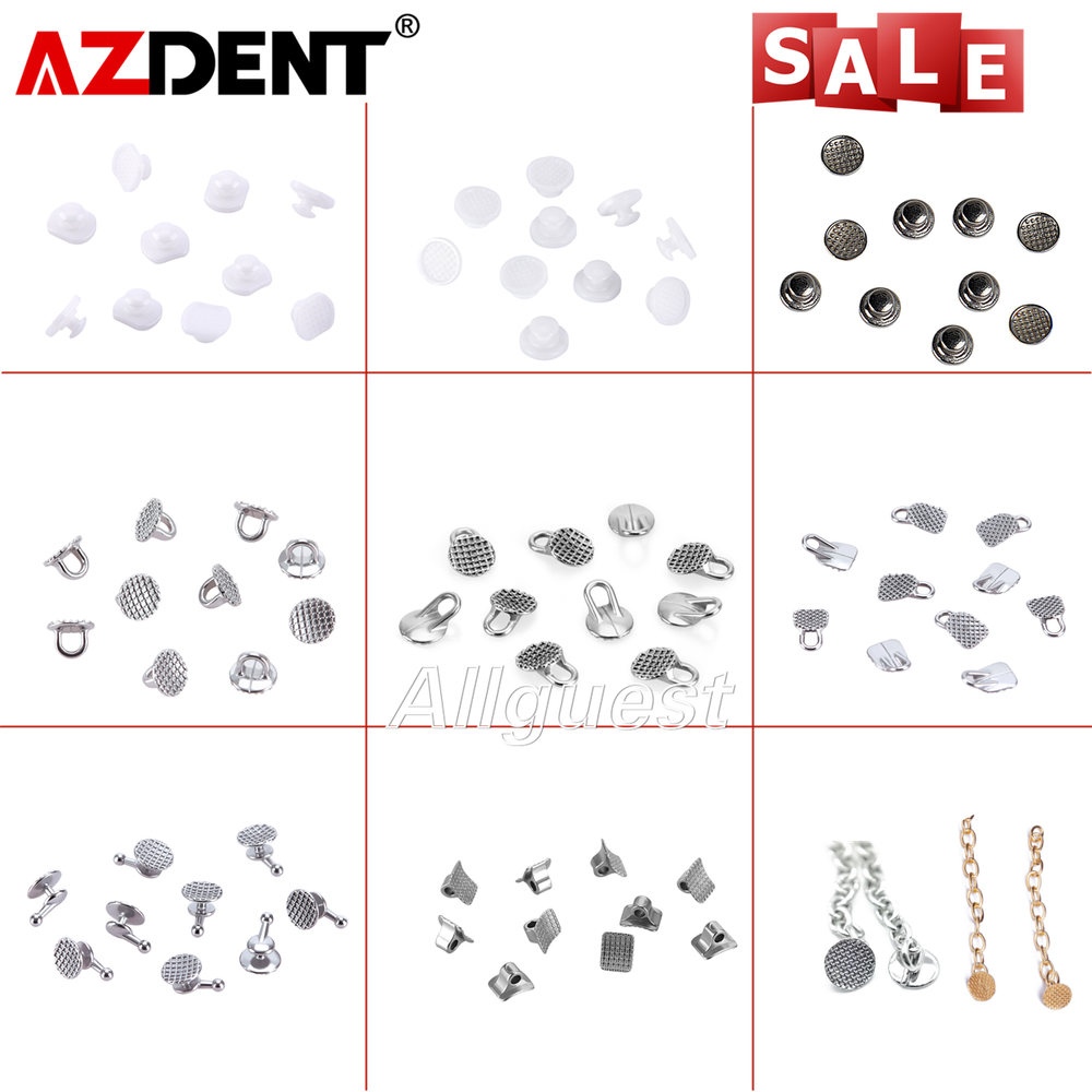 AZDENT Dental Orthodontic Lingual Button Bondable Round/Rectangular/Button Chain