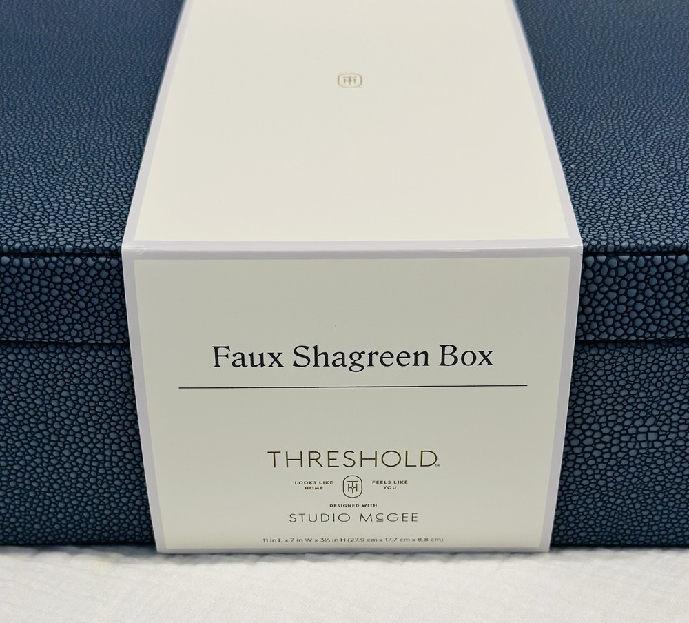Large FAUX SHAGREEN BOX Blue STUDIO MCGEE Threshold Target HOME DECOR Storage