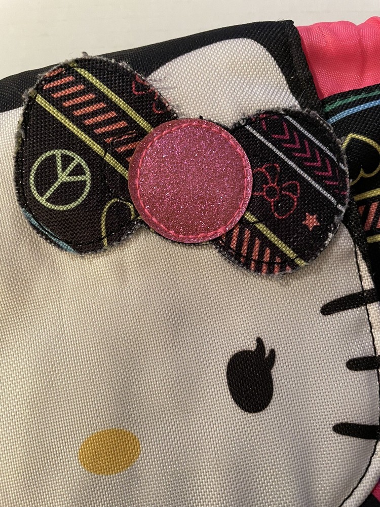 Hello Kitty Mini Backpack Pink Black Drawstring Adjustable Straps