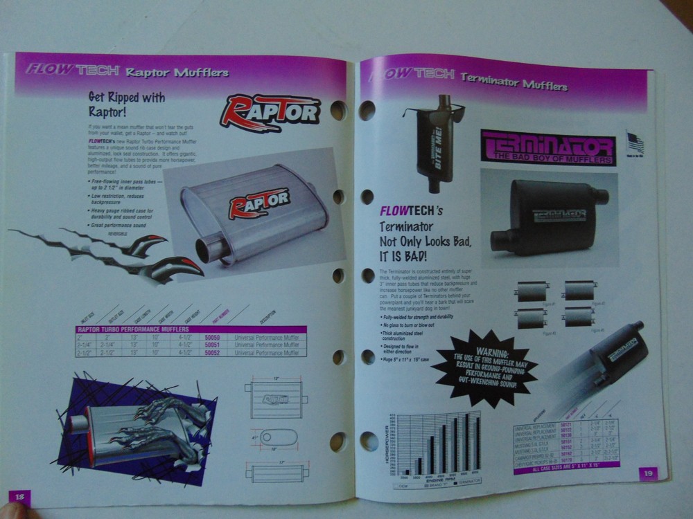 Vintage Original 1997/1998 Flowtech Performance Exhaust Application Catalog