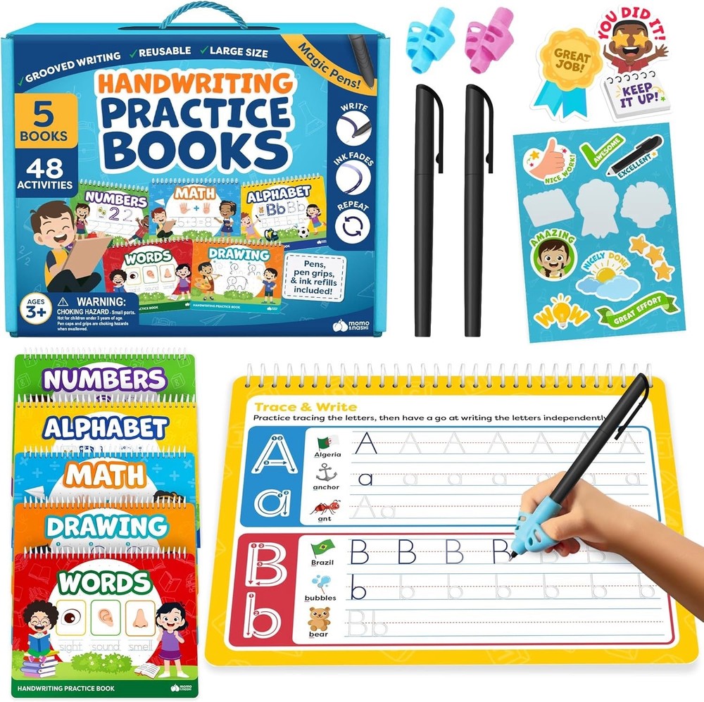 5 Magic Grooved Writing Practice Books for Kids Handwriting Reusable Math Learn