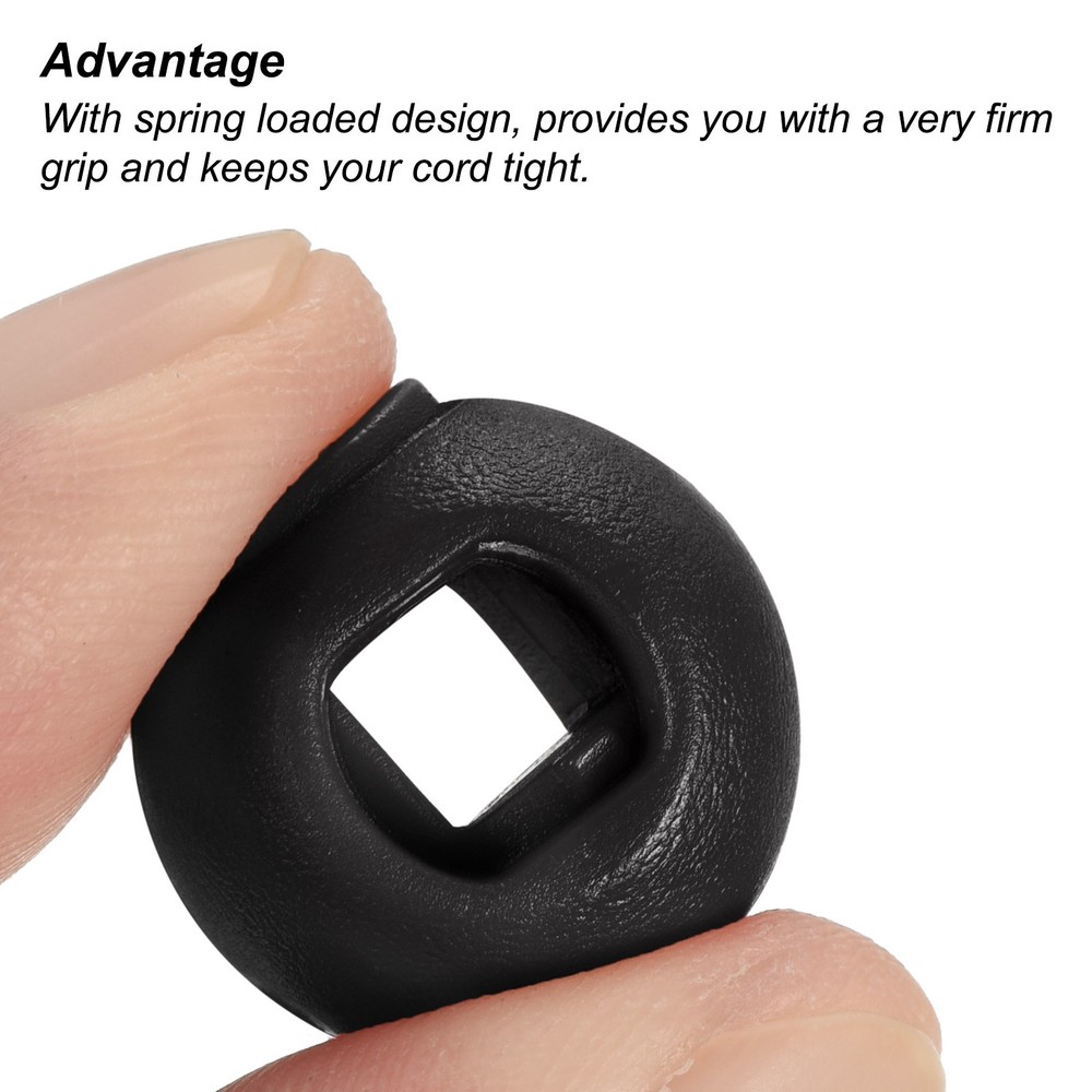 Cord Locks, 100 Pack Ball Spring Toggle Stopper, Black