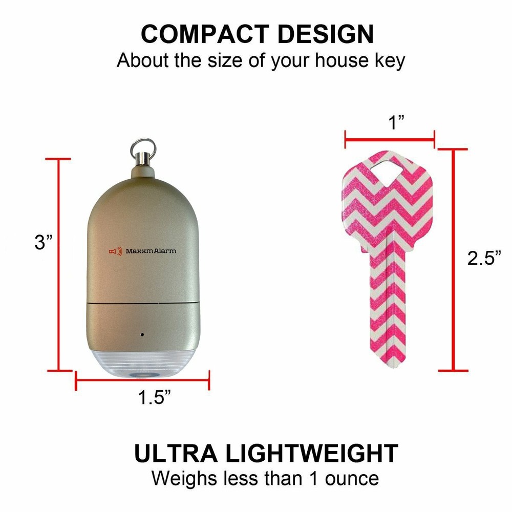 MaxxmAlarm Personal Alarm + LED Light in Gray