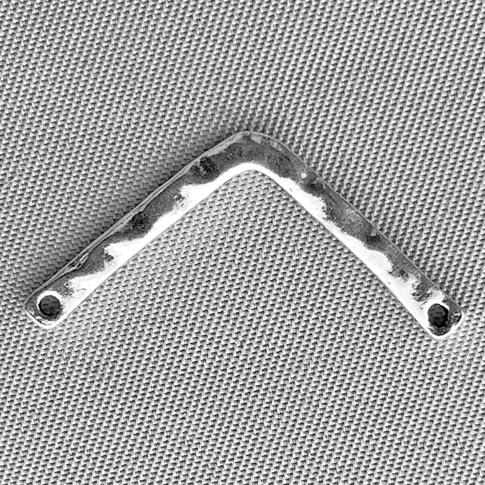 Hammered Corner 2 Loop Links 25x11mm Antique Silver Plated Alloy Q24 Per Pkg