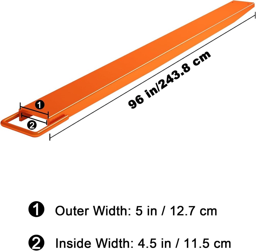 96"Fork Extensions, 4.5'' Width Pallet Fork, 1 Pair Heavy Duty Steel, Orange