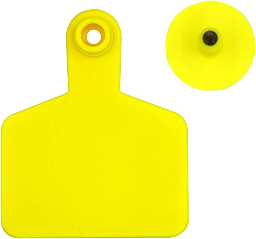 High-Quality Yellow Blank Ear Tags for Cattle, Ideal for Ranchers - 100 Count