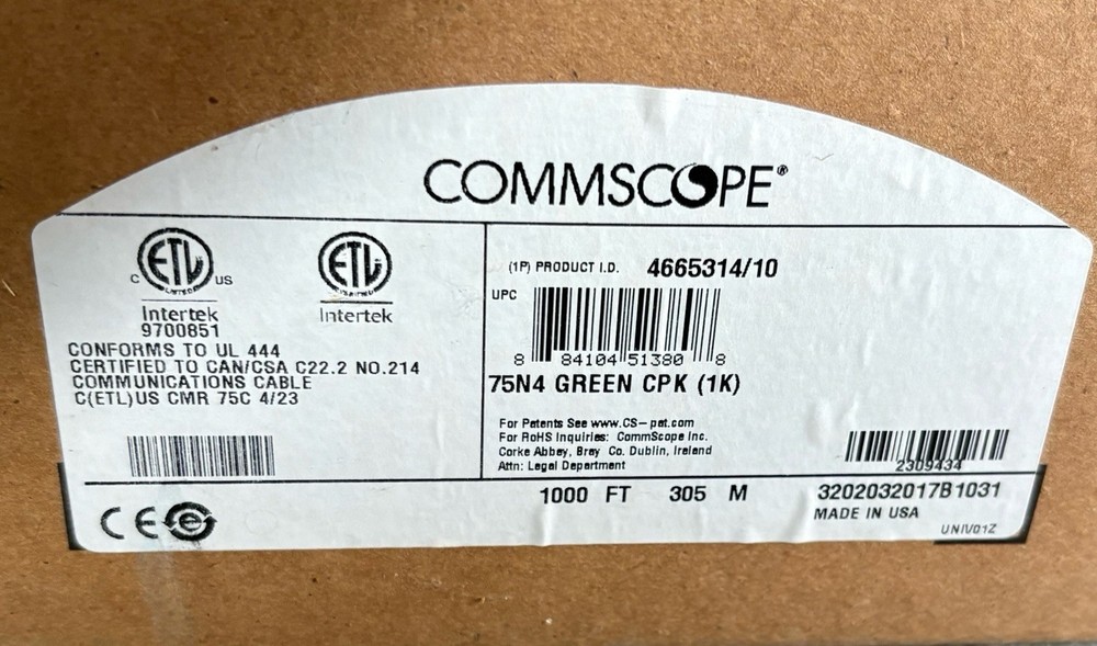 CommScope Cat 6 Network Cable Copper 23AWG Green