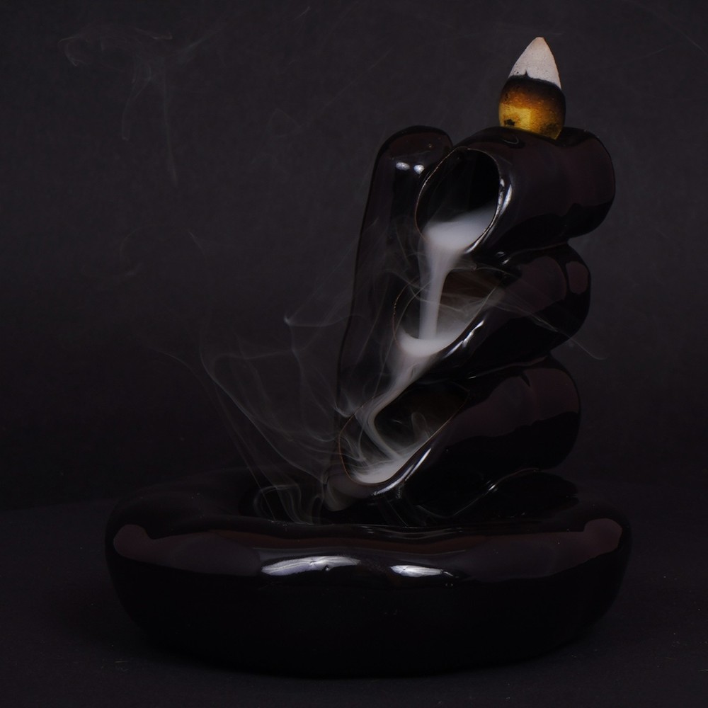 Bamboo Logs Ceramic Backflow Incense Burner 4.25” Decor for Home, Yoga Studio