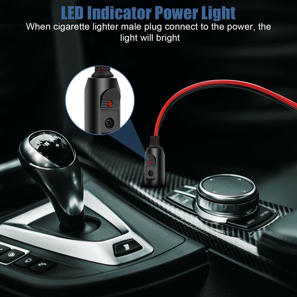 2 Pack Replacement 12V Fused LED Light Cigarette Lighter Male Plug with Leads
