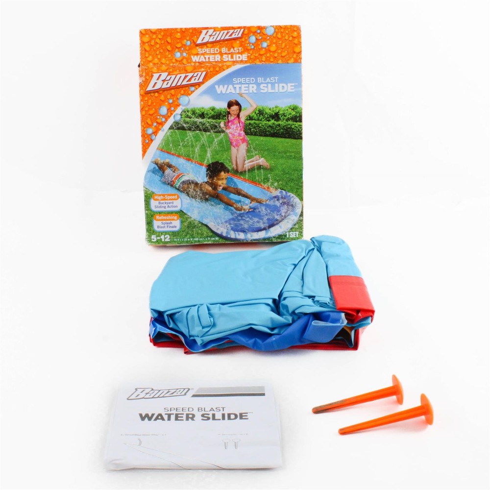 Banzai Speed Blast Water Slide Inflatable Backyard Slip N Slide 16ftx 28"