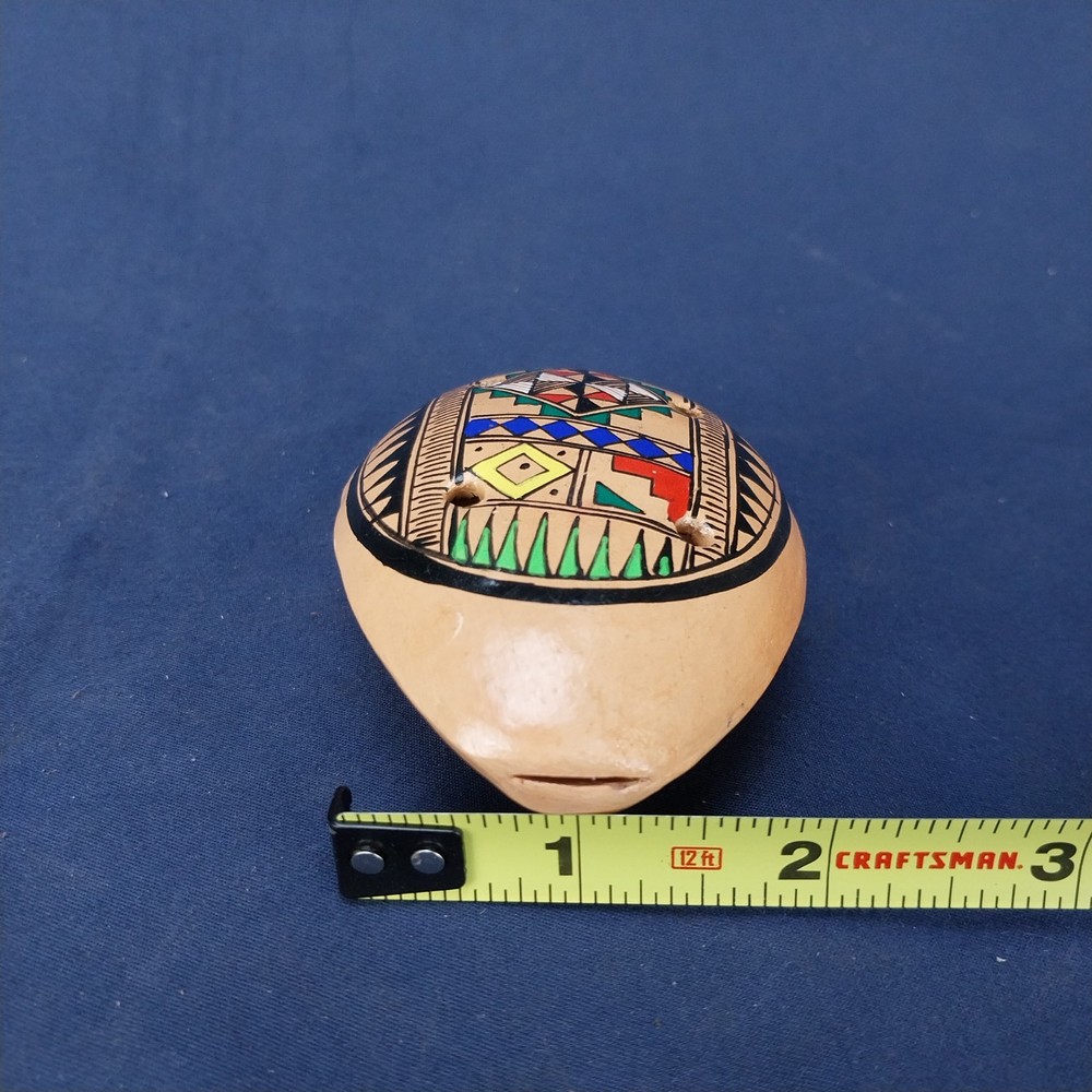 Vintage Handpainted Peruvian Terra Cotta Whistle