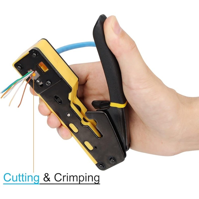 RJ45 Crimp Tool Kit Ethernet Crimper Pass Through 50PCS Connectors Cable Tester