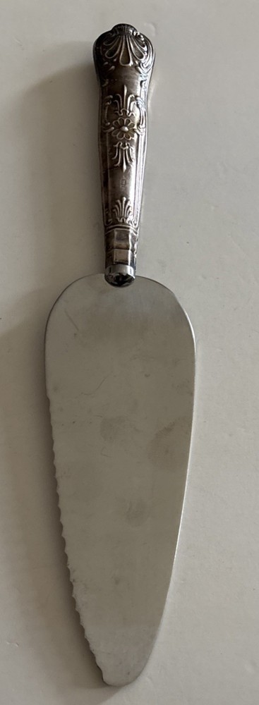 Antique English Maker HB Sterling Silver Handle Cake Knife Server 10”