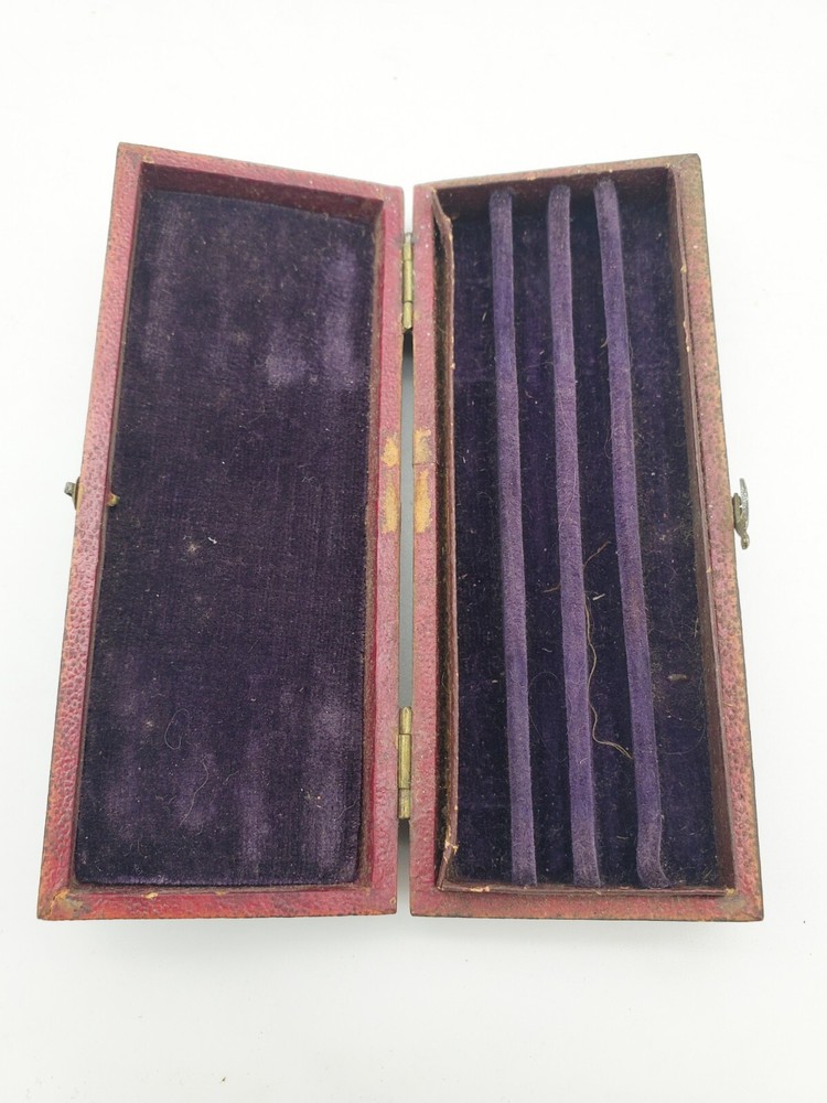 ANTIQUE DRAFTING & DRAWING INSTRUMENT 1800s EBONY HANDLE SET PEN TOOL ENGINEER