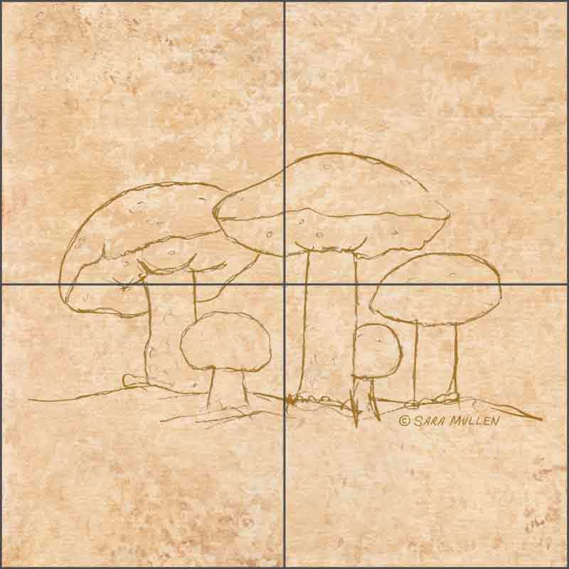 Kitchen Tile Backsplash Mushroom Pattern I by Sara Mullen SM138