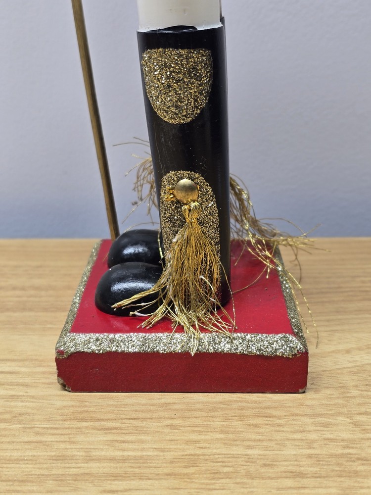 15” Tall Flashy Metallic Gold Glitter Nutcracker Christmas Decor