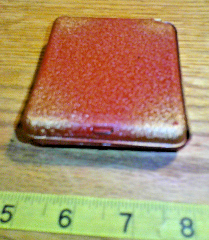 vintage original Metal Cigarette Case with sailing ship on front nice condition