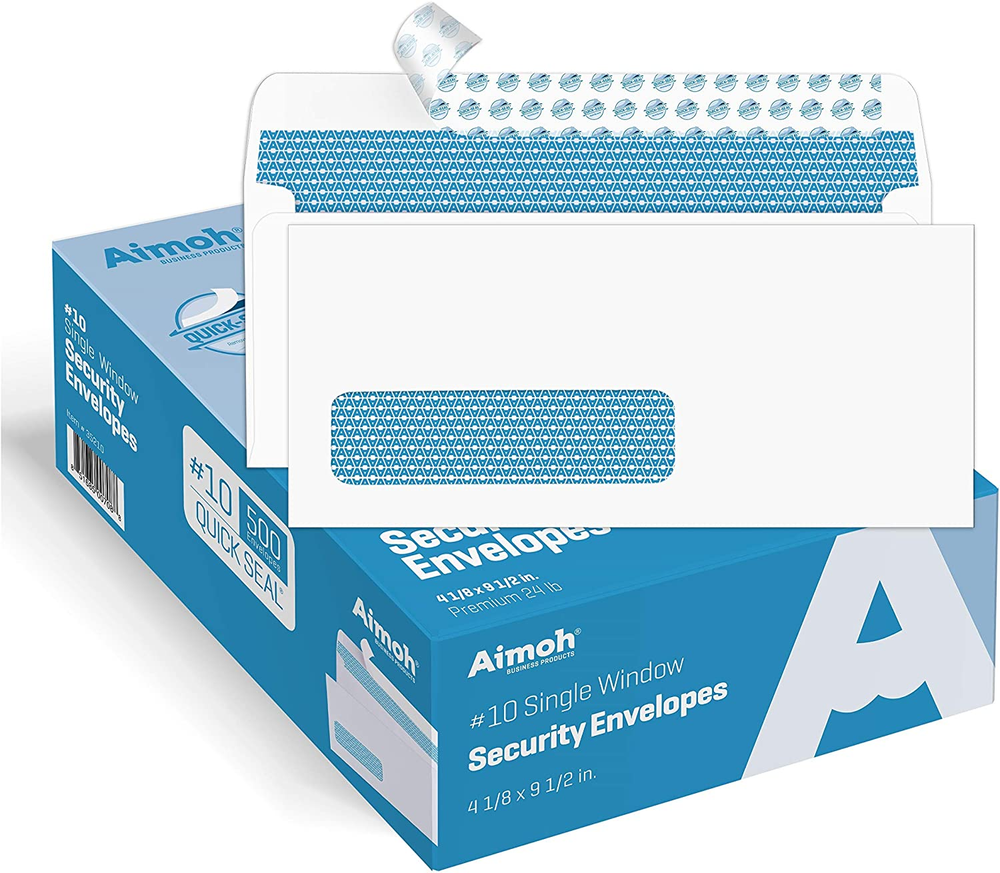 #10 Single Left Window Self-Seal Security Tinted Envelopes, 4-1/8 X 9-1/2"