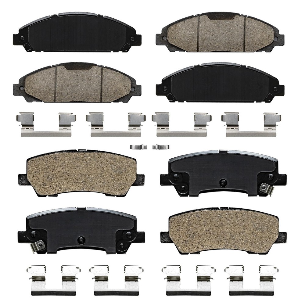 Front & Rear Ceramic Brake Pads w/ Hardware for 2015 2016 2017 2018 Ford Mustang