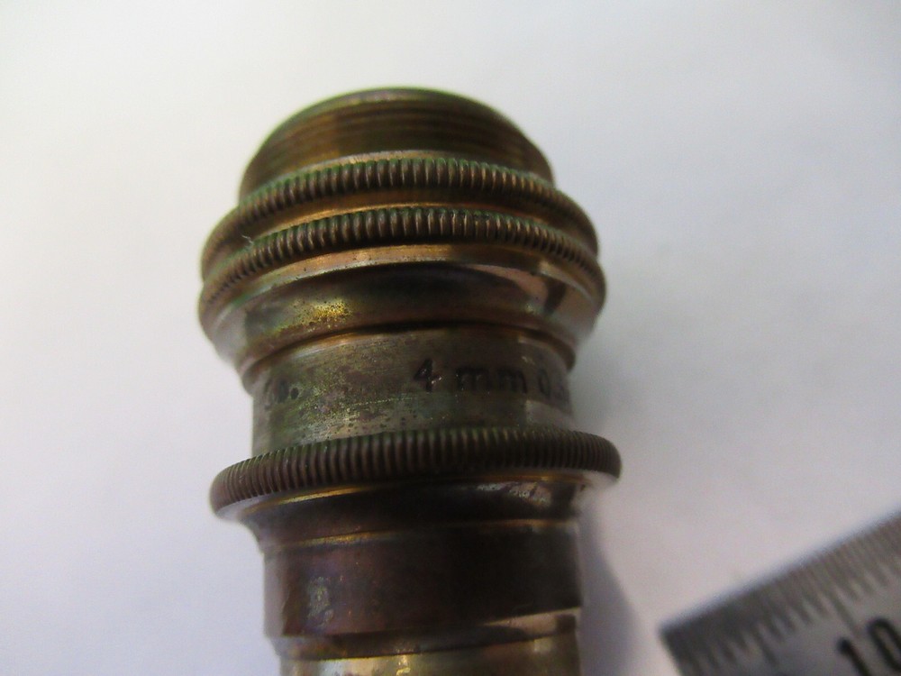 ANTIQUE BAUSCH LOMB BRASS OBJECTIVE 4mm MICROSCOPE PART AS PICTURED S1-B-19