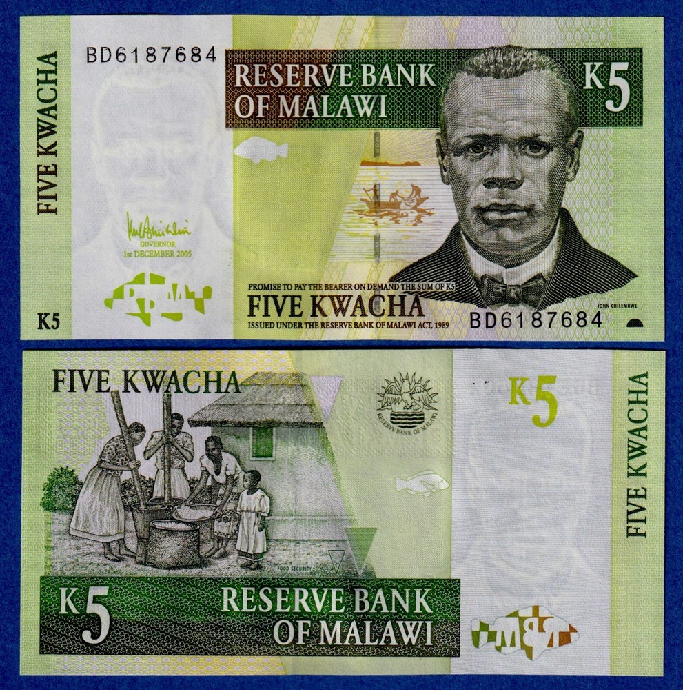 Malawi 5 Kwacha (2005) P-36c UNC Banknote