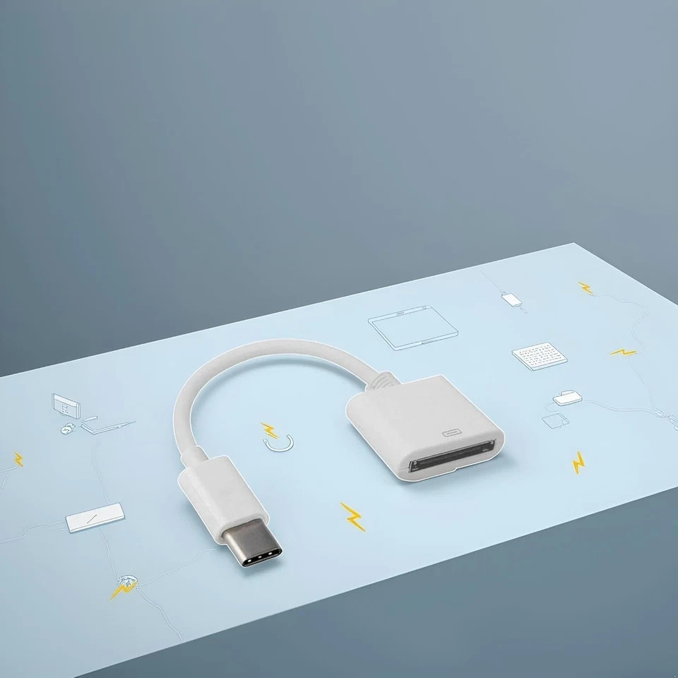 for Apple 30pin Female to USB 3.1 Type-C USB-C Sync Data Charging Adapter Cab...