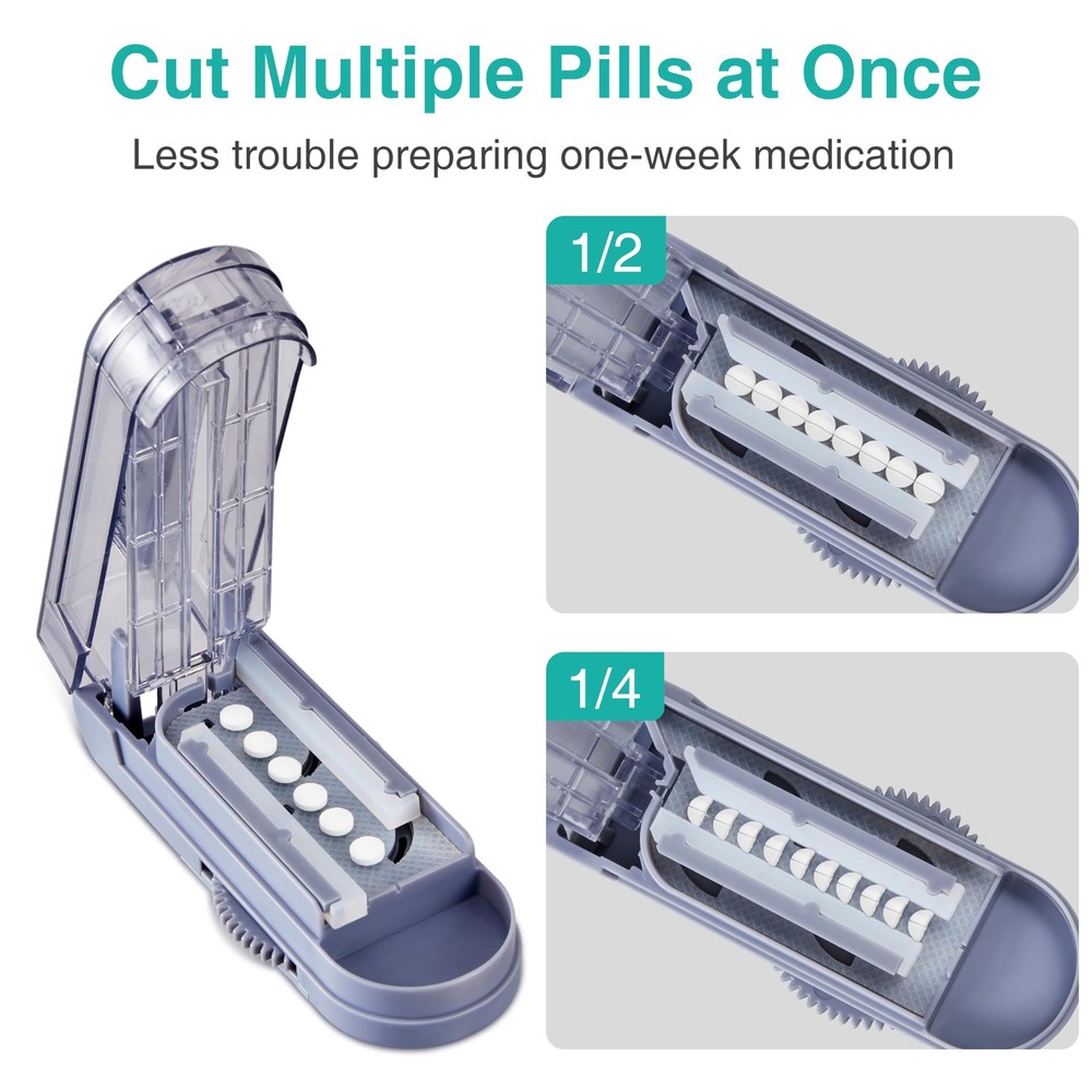 Fullicon Multiple Pill Cutter - Adjustable for Small Pills With Accurate Grey