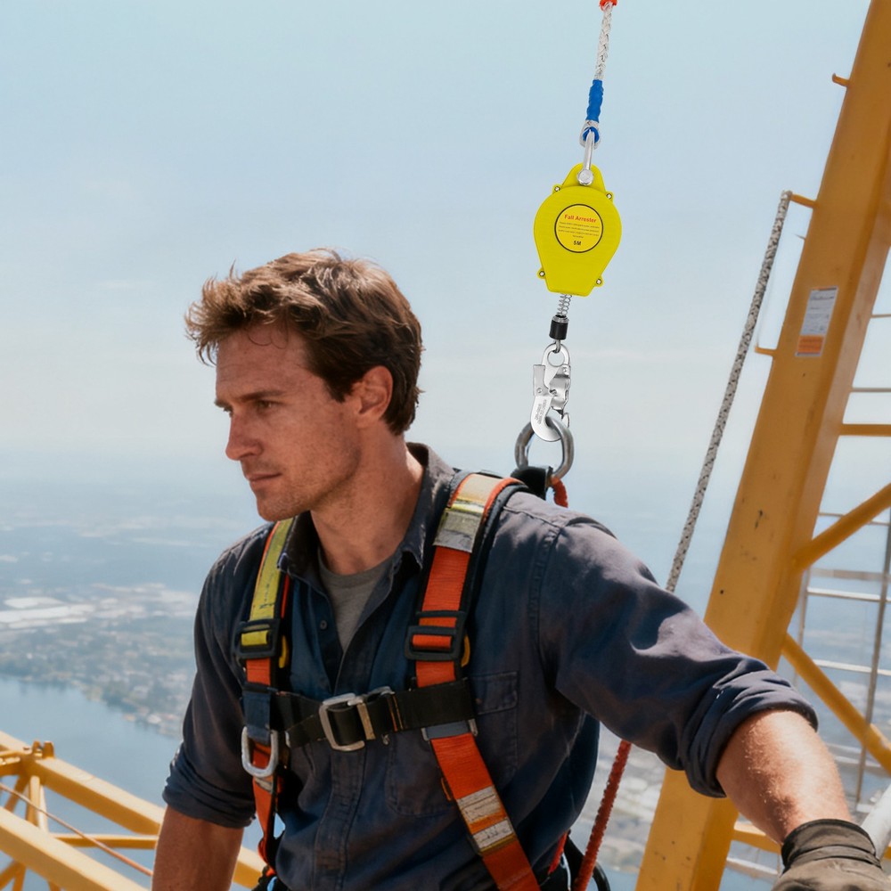 Self-Retractable Fall Arrester Yellow Fall Arrest Protector Fall Protection Gear