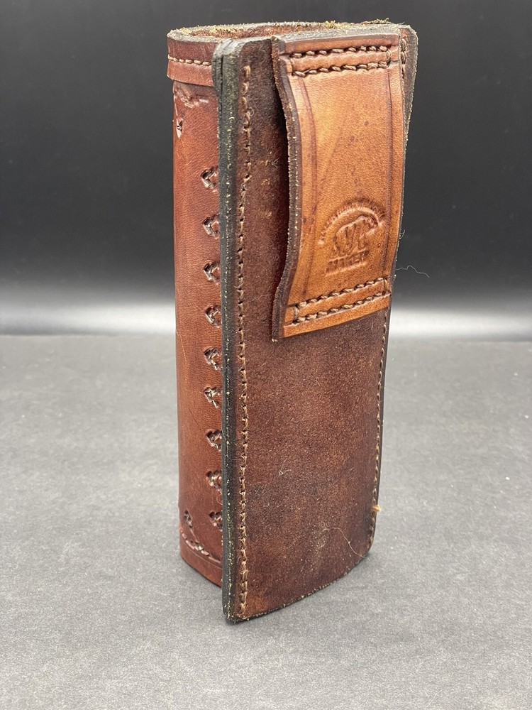 Flashlight/Night Stick Tooled Branded Genuine Leather Brown Holster