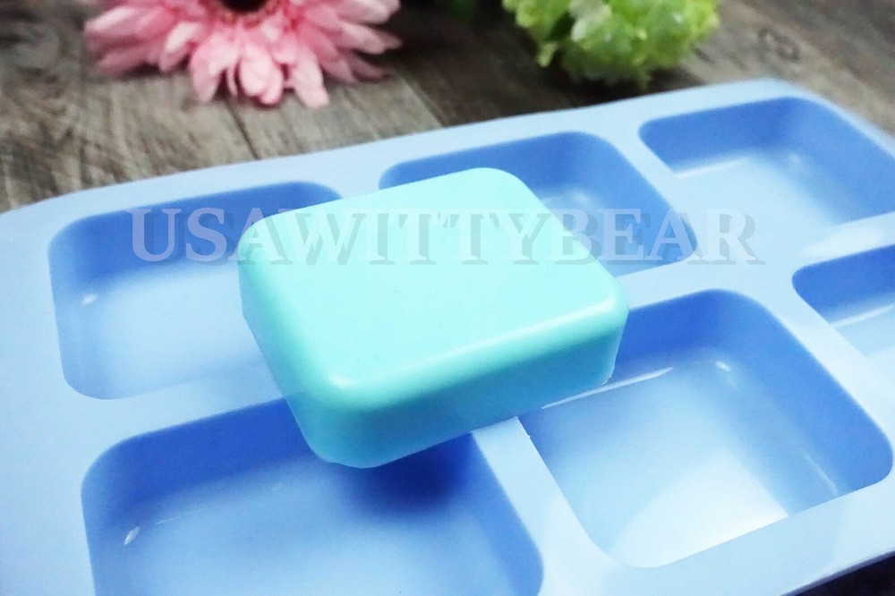 2-Pack Rounded Edge Rectangle Silicone Soap Making Molds DIY Cake Bakeware