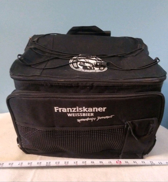 *Franziskaner weissbier Rolling soft cooler, extending handle, front pouch