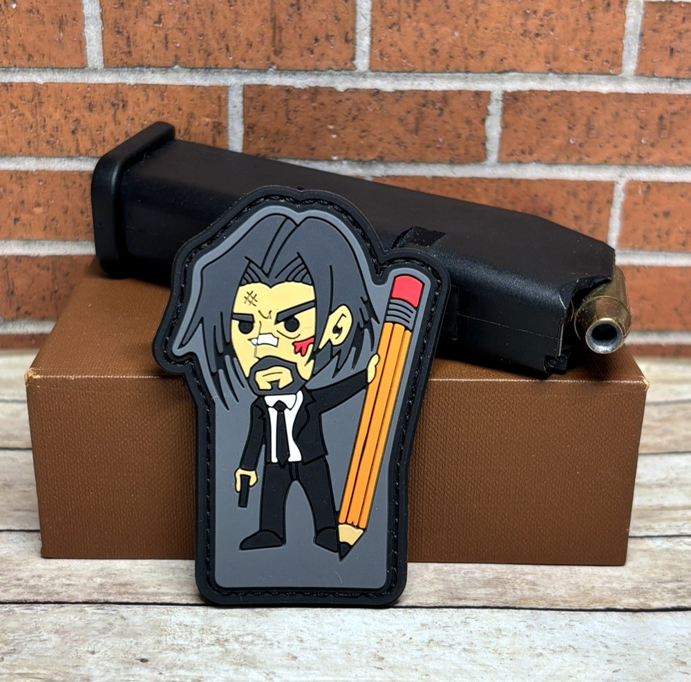 Tactical PVC Patch - John Wick Gun Patch - Hook Loop Morale Wick Pencil Patch