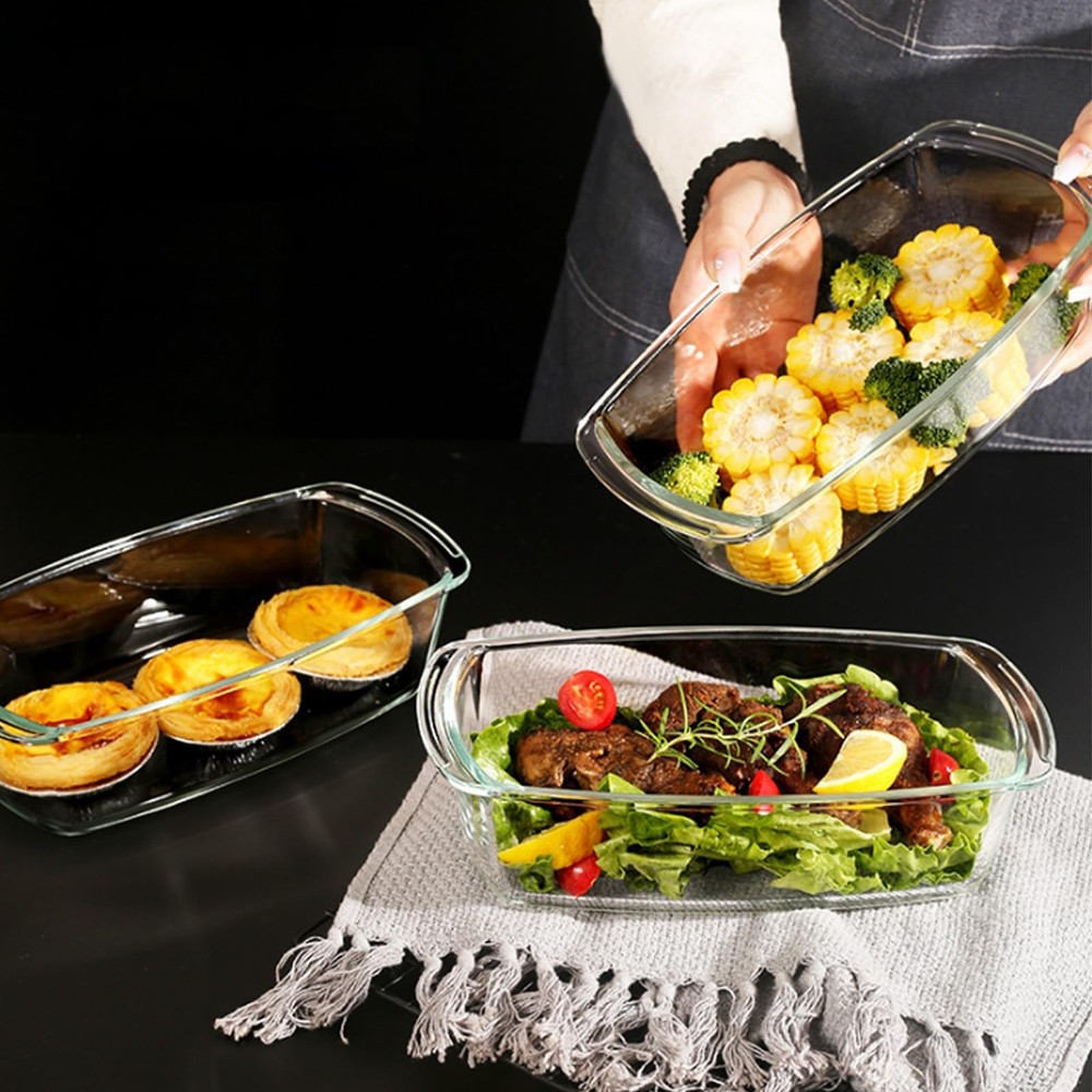 Glass Loaf Pan Set with Lids Stackable 1.9 QT/62oz/1800ML Baking Dish