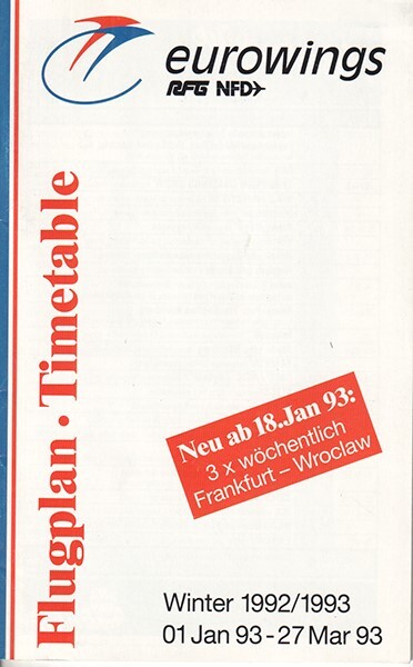 Eurowings timetable 1993/01/01