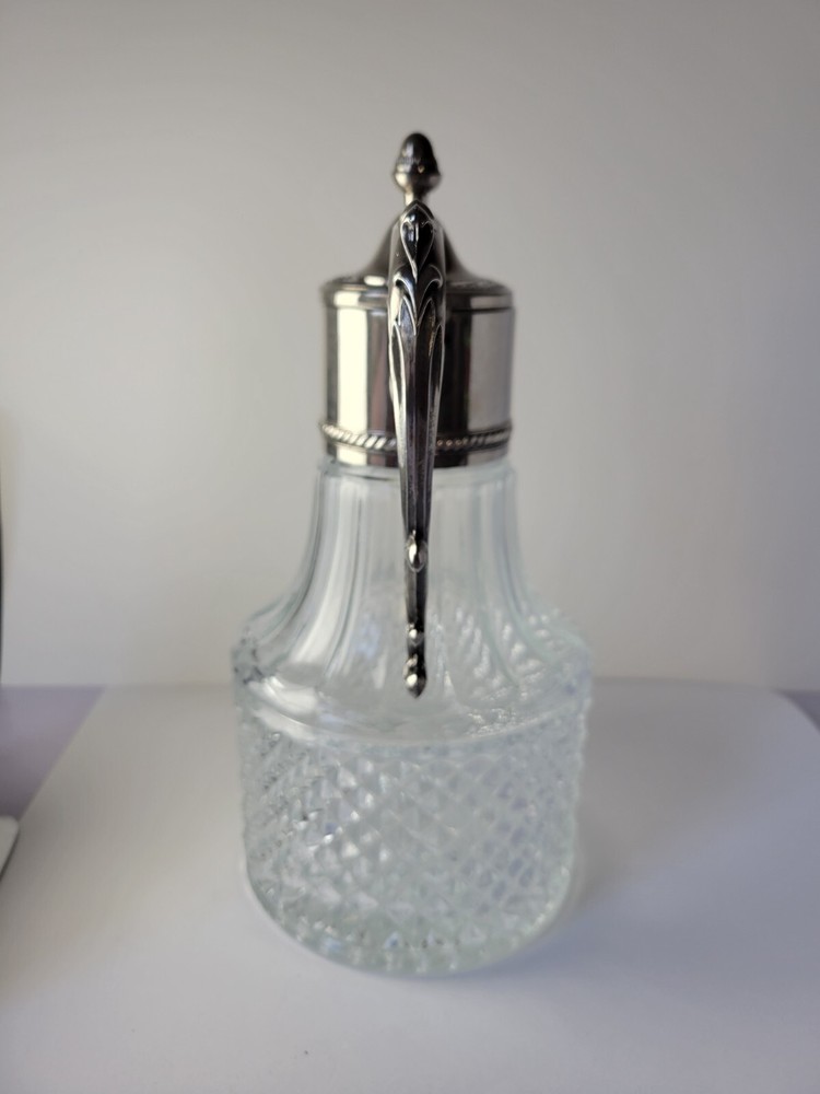 Leonard Italy Crystal Pitcher with Silverplate Lid 10"