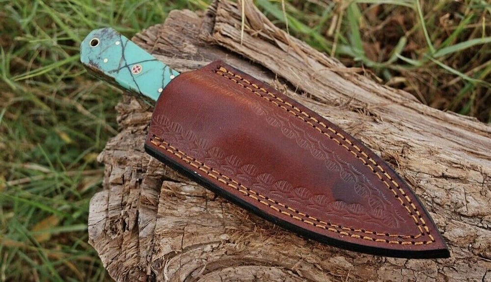 Handmade Damascus double edge fixed dagger blade combat boot knife hunter EDC