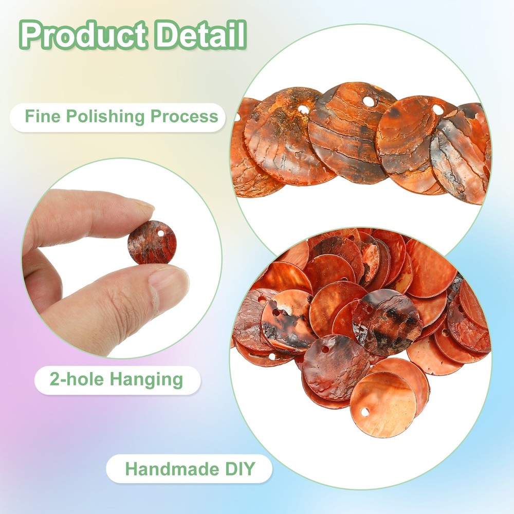 120Pcs Round Natural Capiz Shells 1.5cm/0.6" Orange
