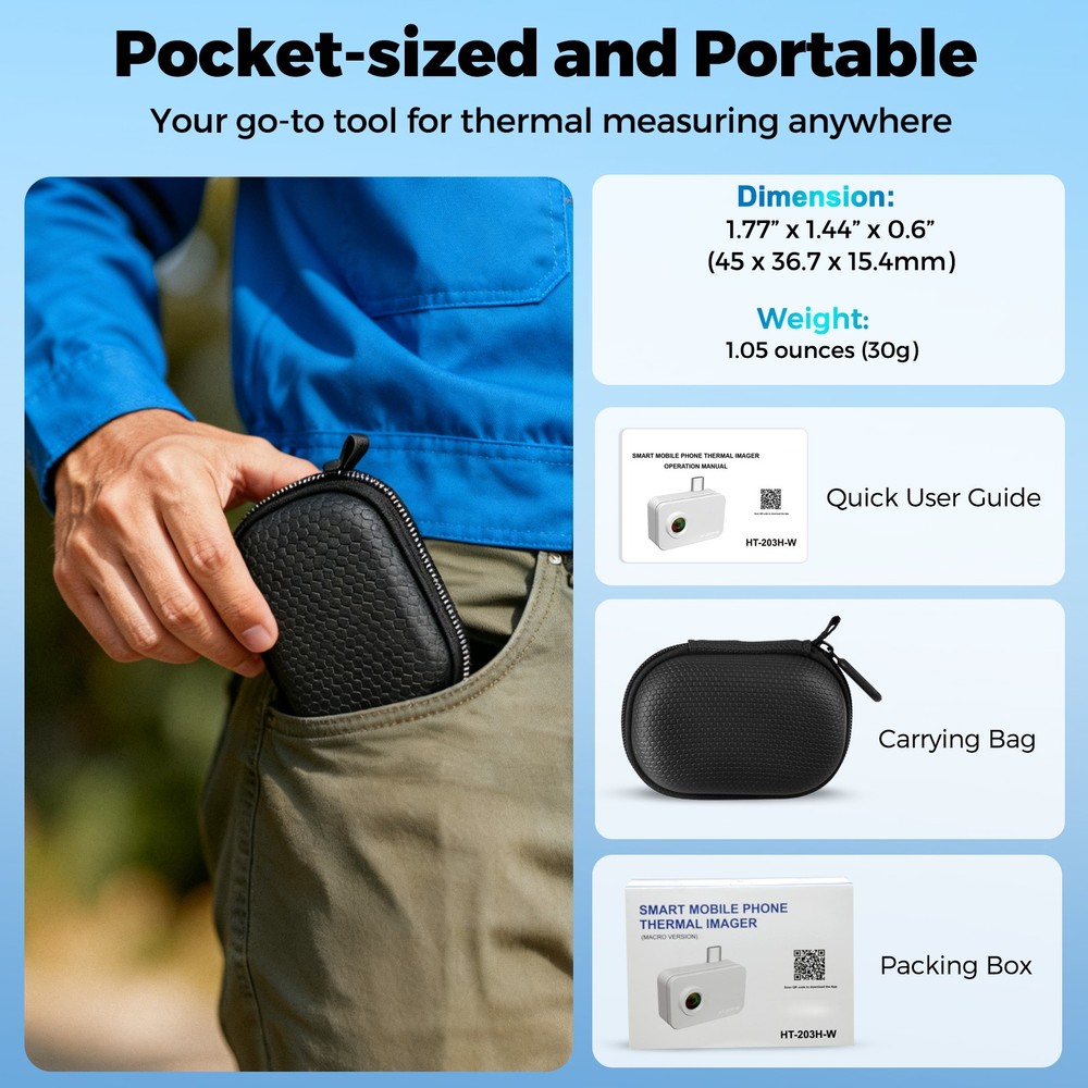 5000mAh 256x192 Thermal Imaging Camera for Android IR Quick Identification